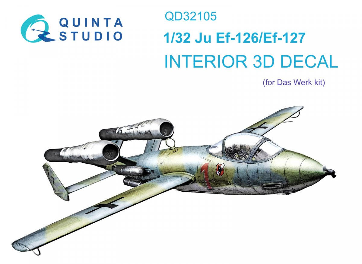 Quinta Studio QD32105 Ju EF 126/EF 127 3D-Printed &amp;amp; coloured Interior on decal paper (Das Werk) 1/32
