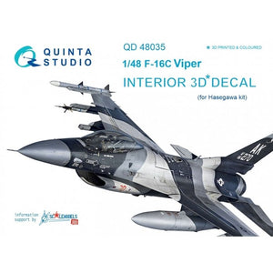 Quinta Studio QD48035 F-16С 3D-Printed &amp;amp; coloured Interior on decal paper (for Hasegawa kit) 1/48