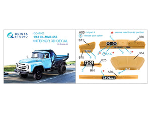 Quinta Studio QD43002 ZIL-MMZ-555 3D-Printed colored Interior on decal paper (Zvezda) 1/43 – image 2