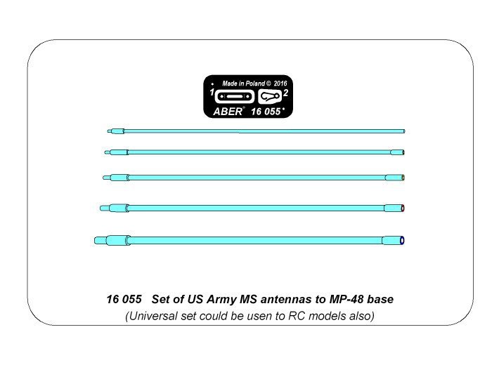 Aber 16055 Set of US Army MS antennas to MP-48 base 1/16 – zdjęcie 7