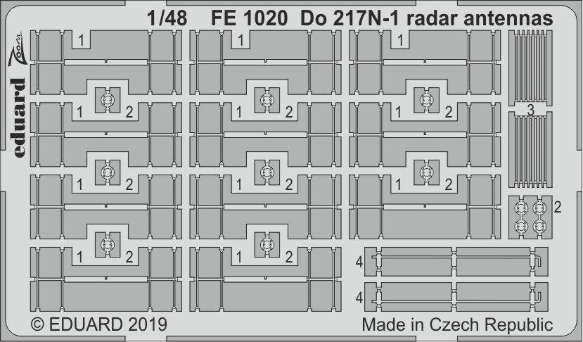 Antennes radar Eduard FE1020 Do 217N-1 1/48 ICM