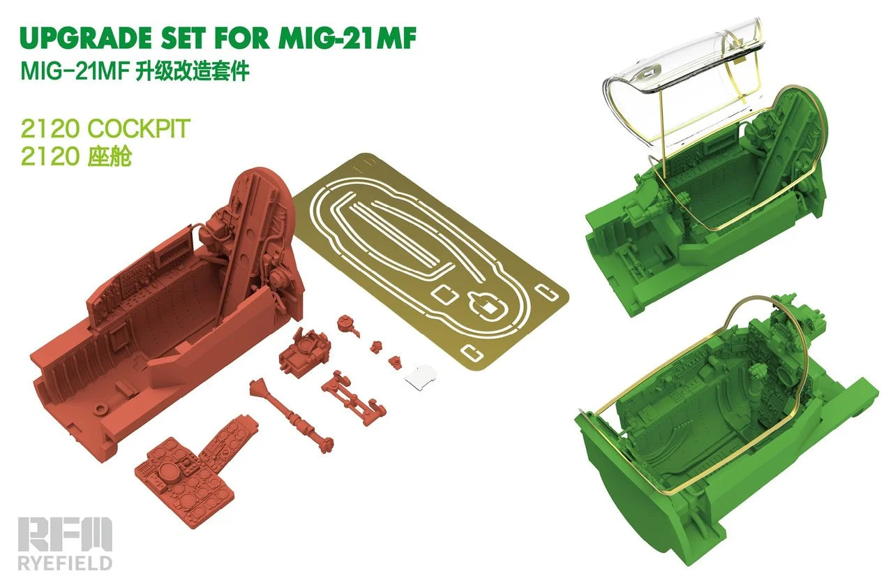 Rye Field Model 2120 MiG-21MF Cockpit detail set 3D print 1/48