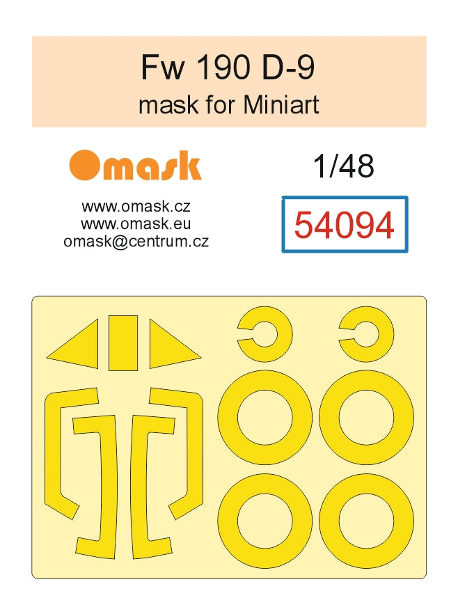 Omask 54094 1/48 Fw 190 D-9 Mask (for Miniart) 1/48