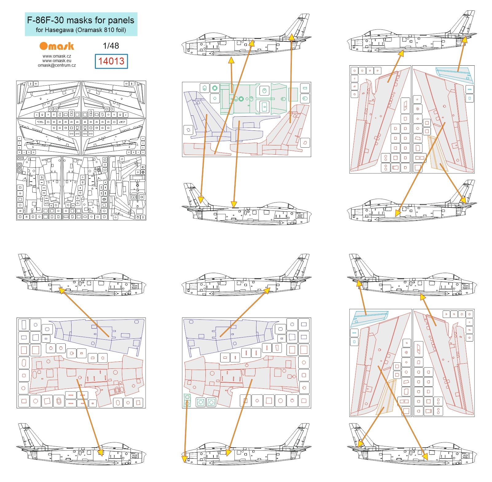Omask 14013 F-86F-30 masks for panels (Hasegawa) 1/48 – immagine 2